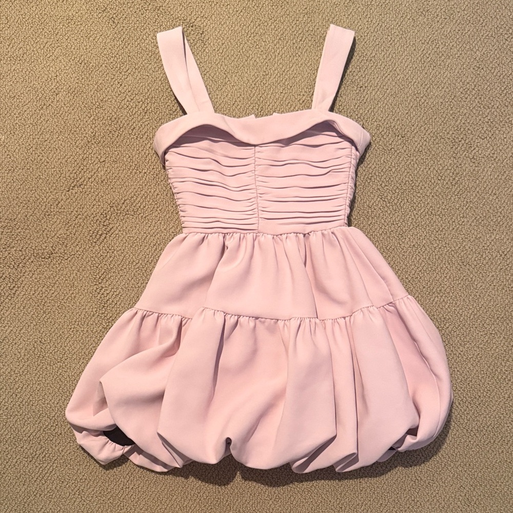 NWOT Zara Light Pink Poofy Babydoll mini dress size xs